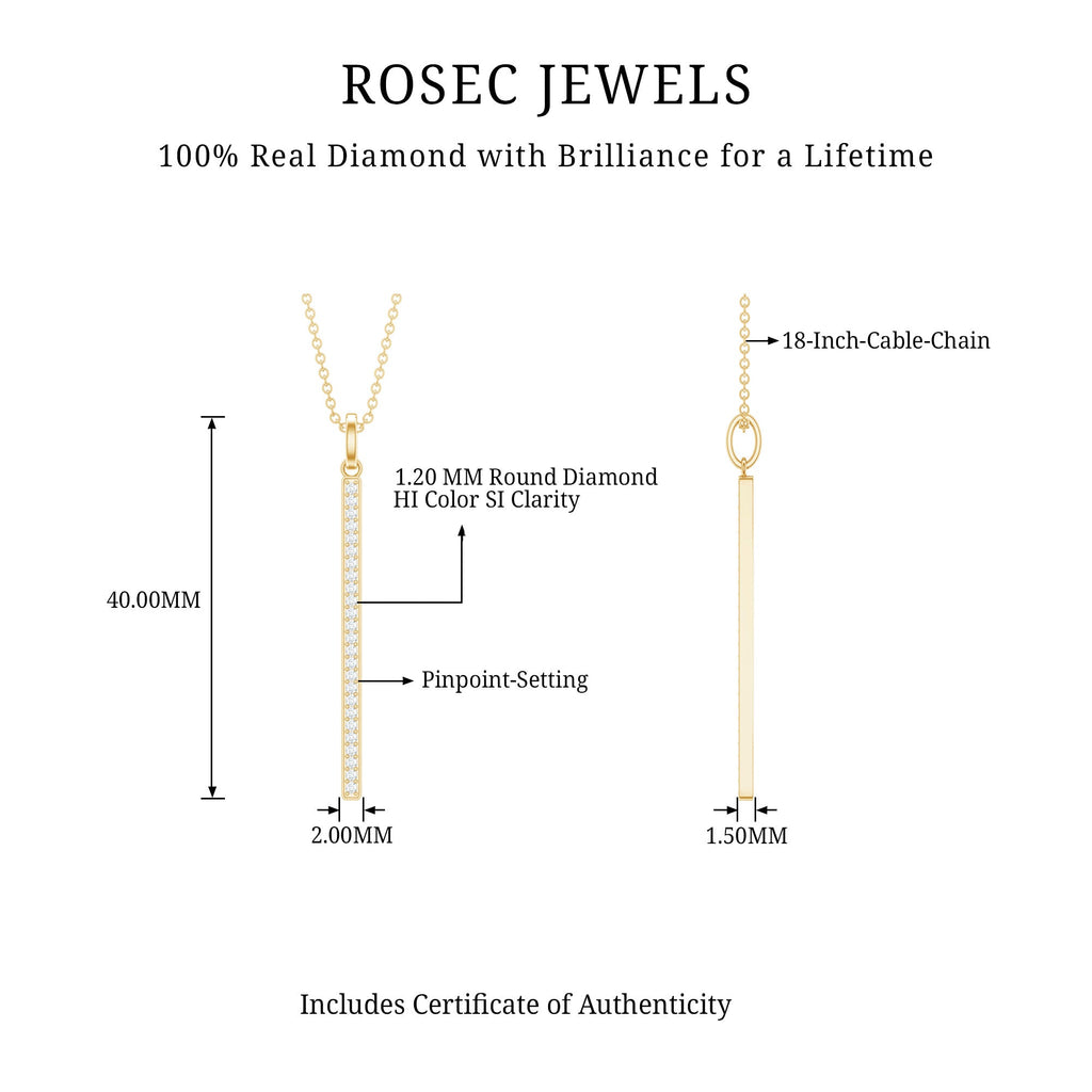 Round Cut Diamond Bar Necklace For Women