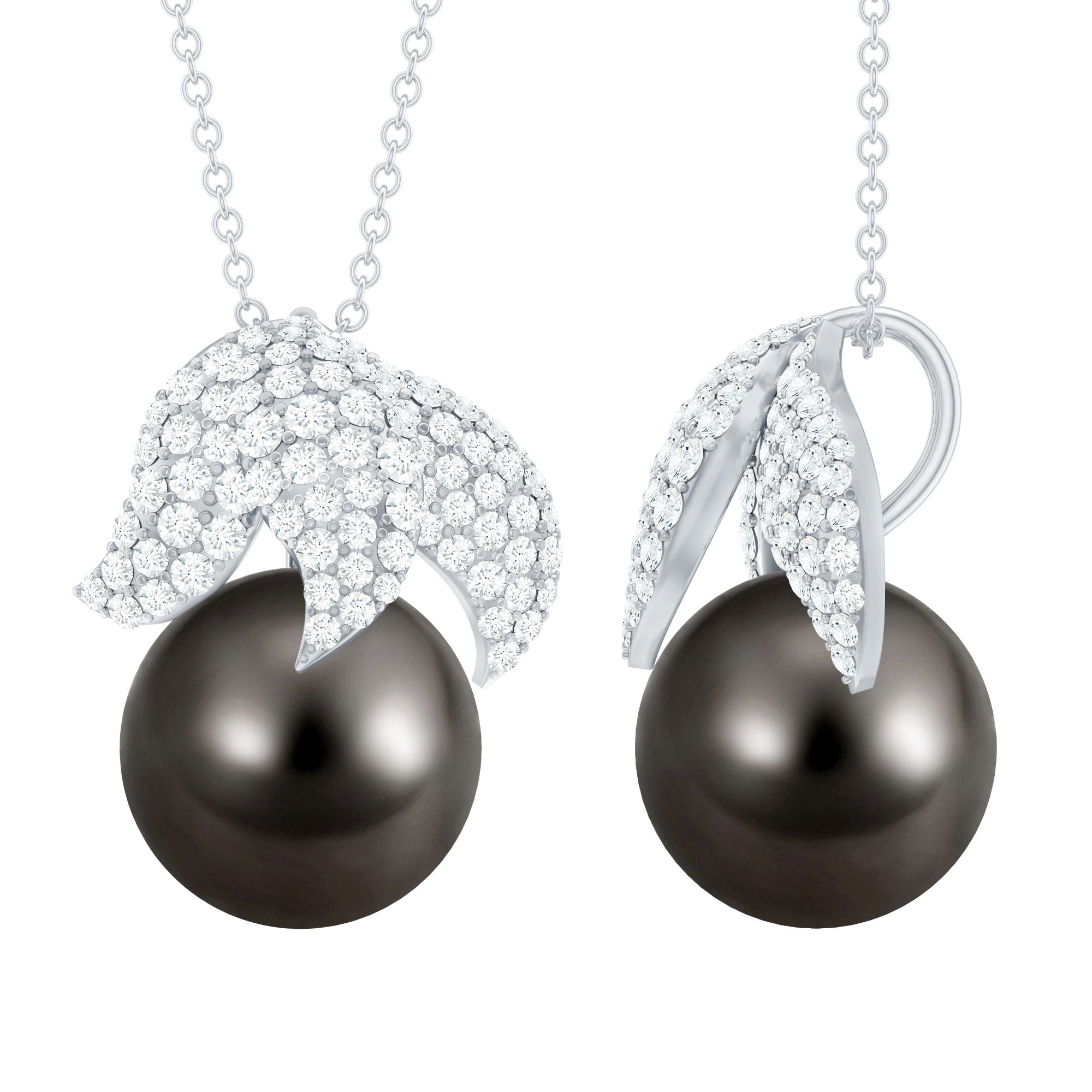 Handpicked 8 Carat Black Pearl and Diamond Necklace with Certificate