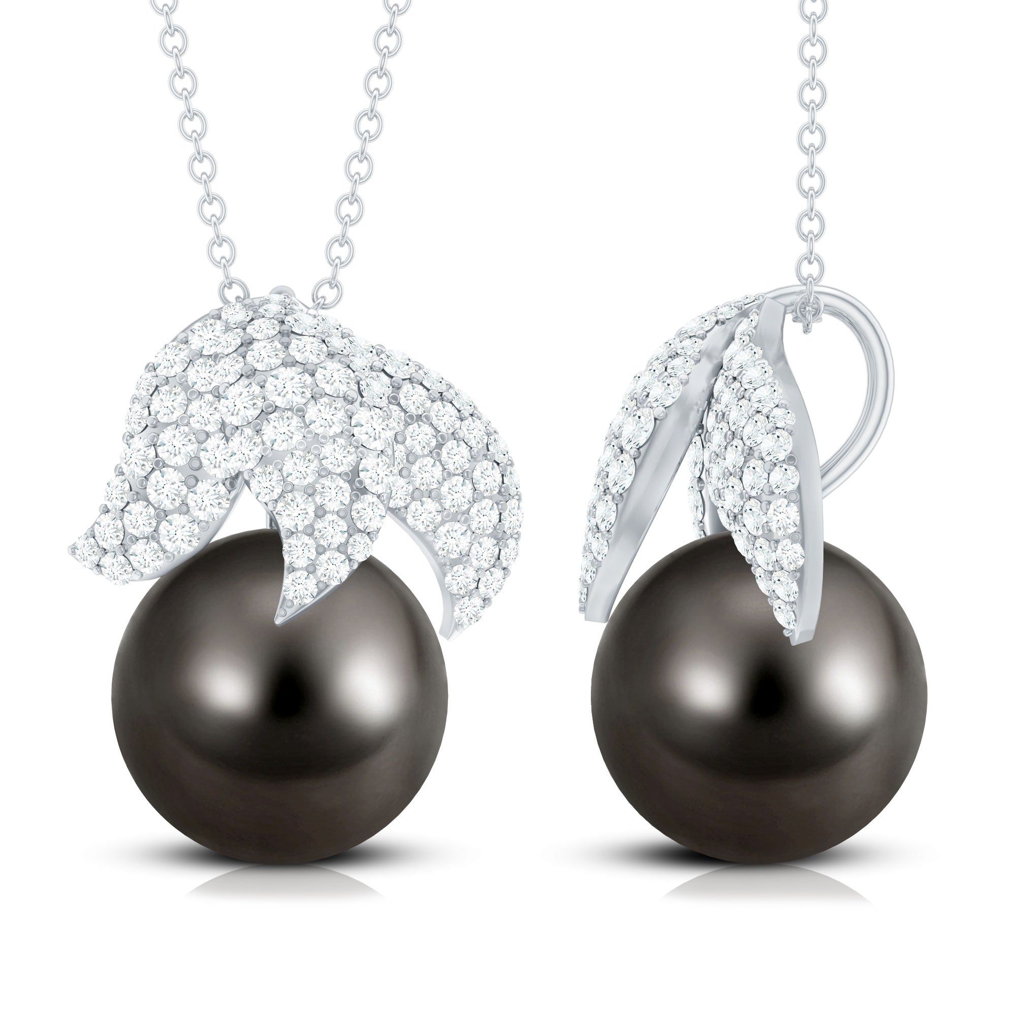 Handpicked 8 Carat Black Pearl and Diamond Necklace with Certificate