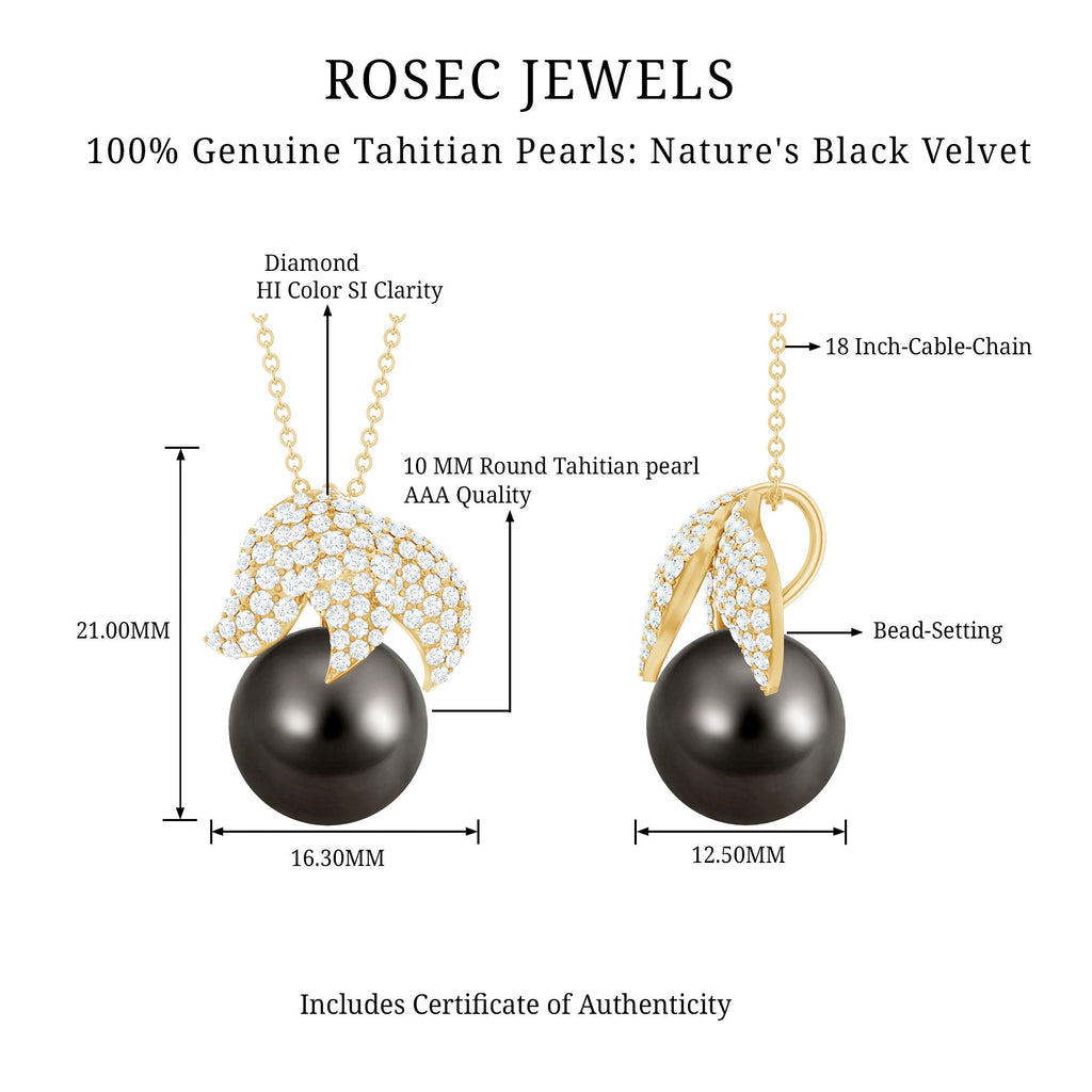 Handpicked 8 Carat Black Pearl and Diamond Necklace with Certificate