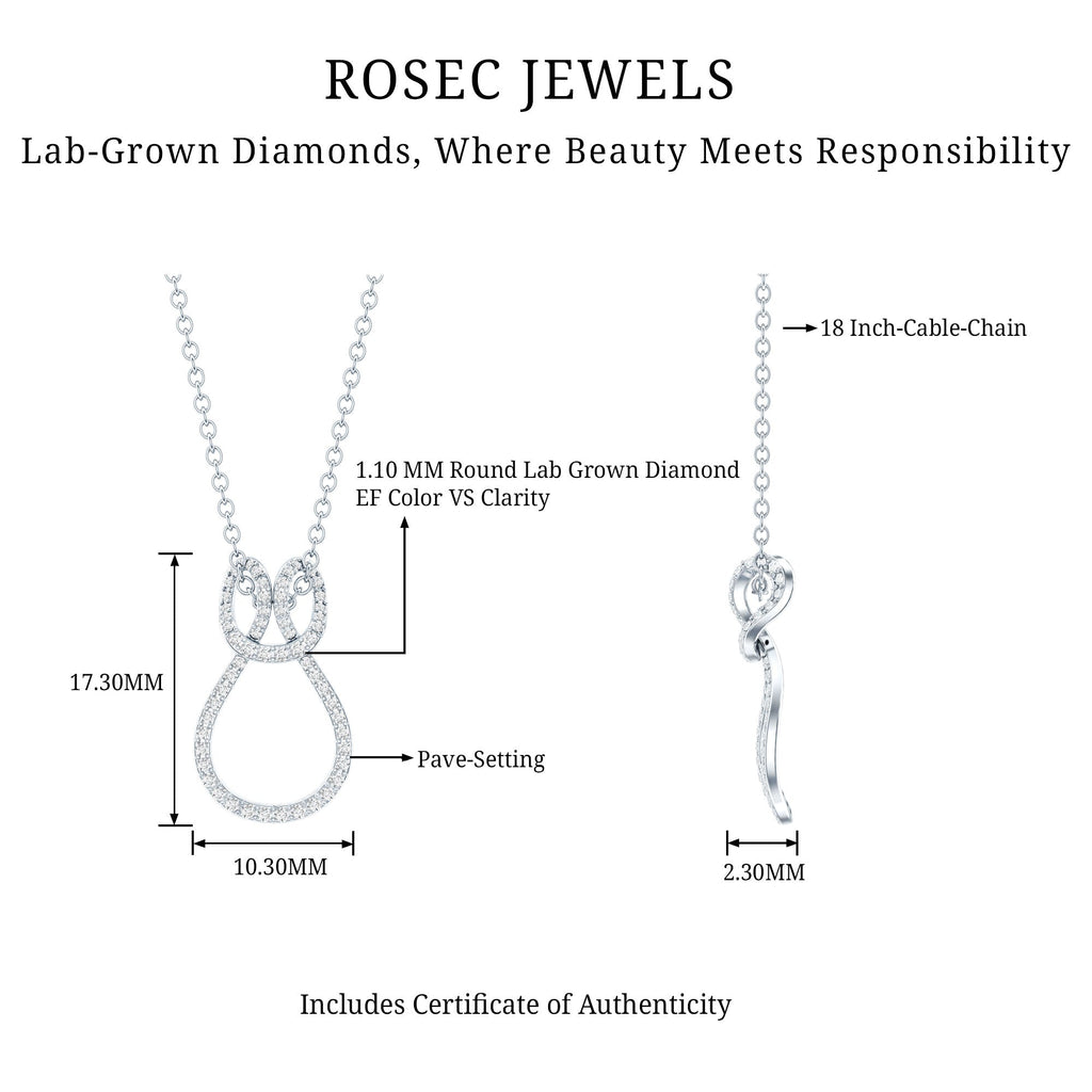 Certified Lab Grown Diamond Infinity Love Knot Necklace For Her