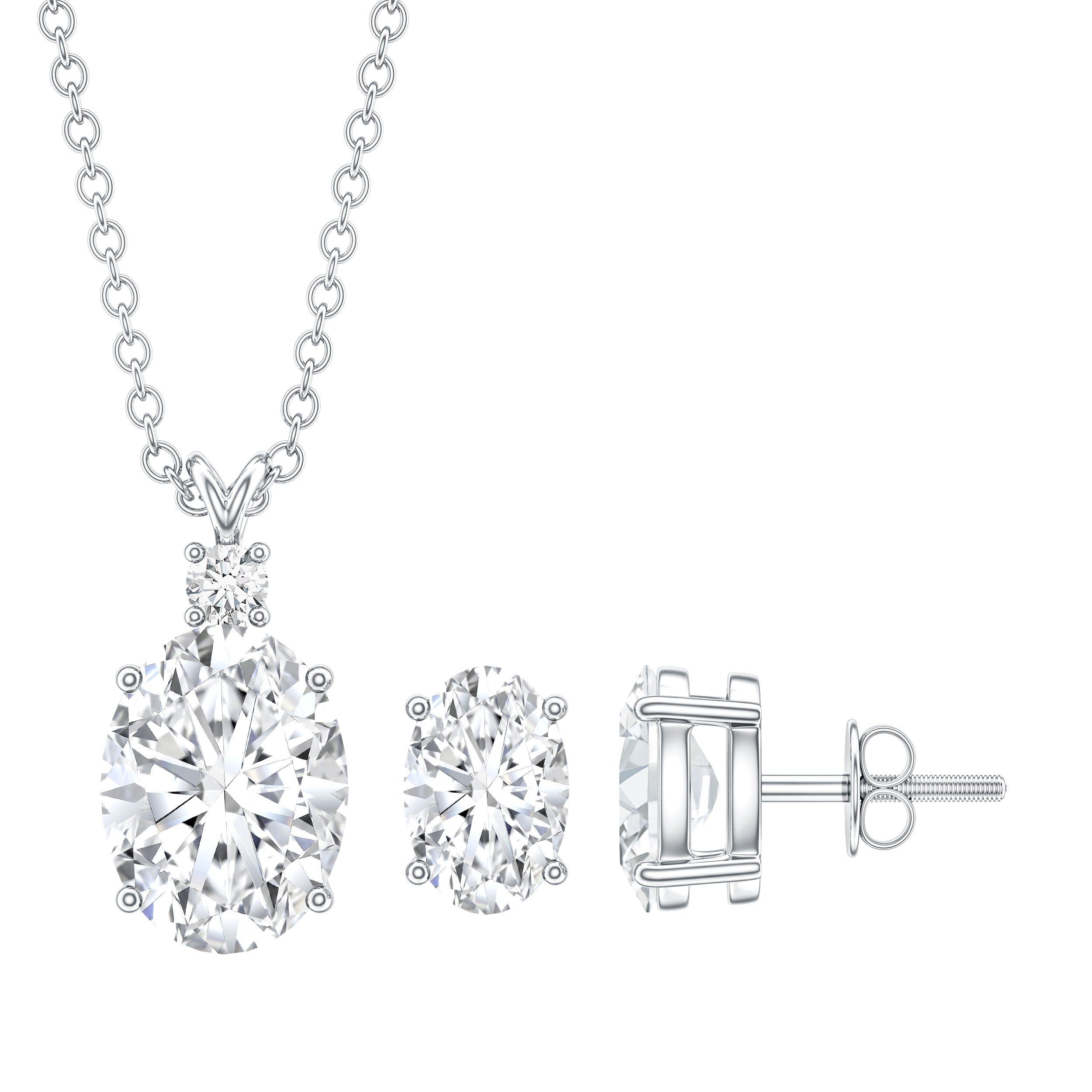 Certified Oval Shaped Lab Grown Diamond Bridal Jewelry Set