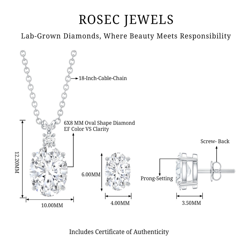 Certified Oval Shaped Lab Grown Diamond Bridal Jewelry Set