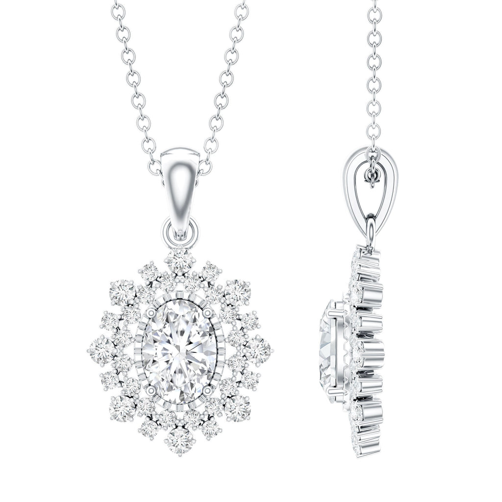 5X7MM Oval Lab Diamond Double Halo Bridal Pendant