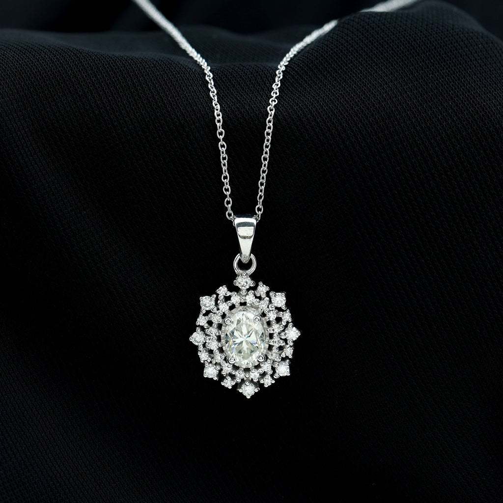 5X7MM Oval Lab Diamond Double Halo Bridal Pendant