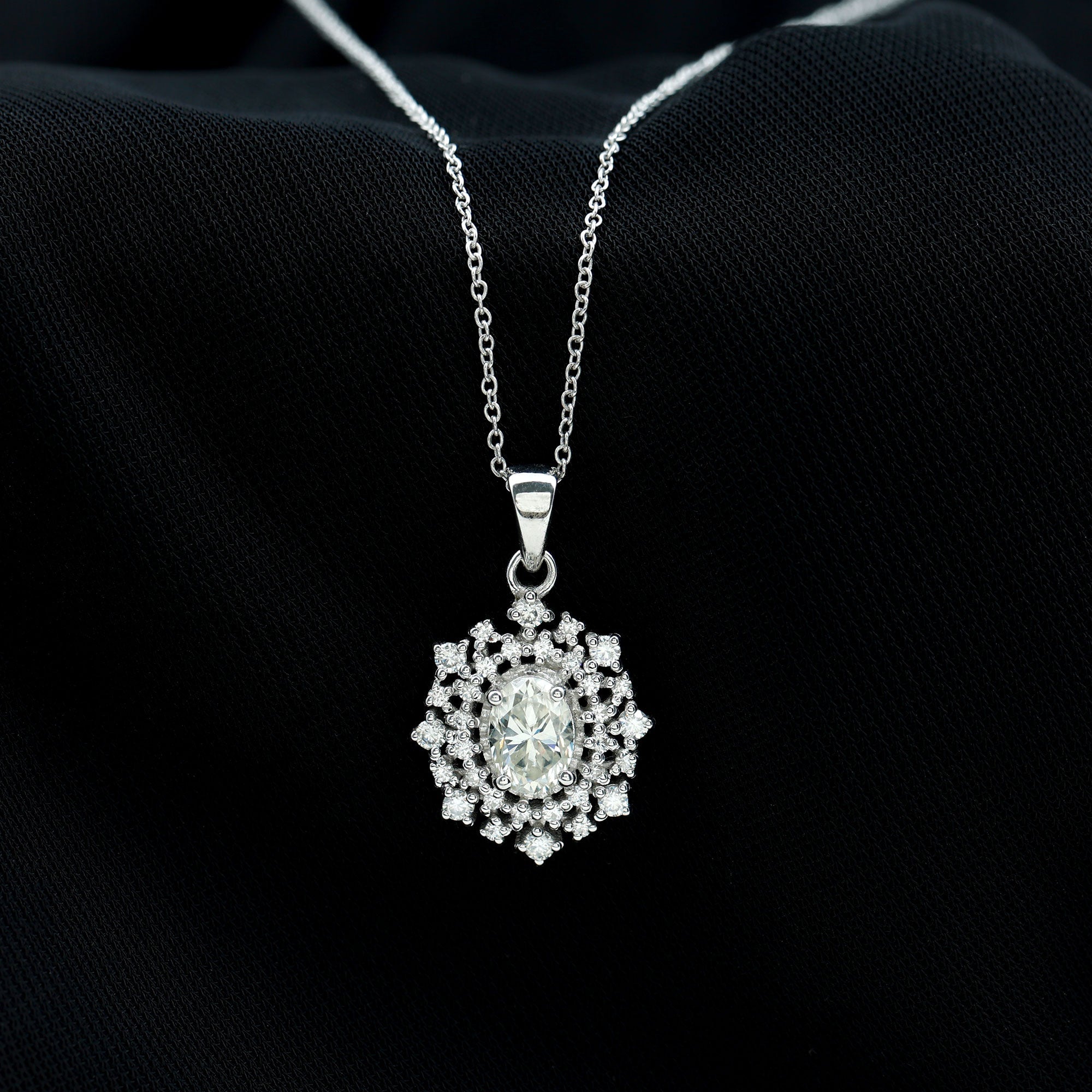 5X7MM Oval Lab Diamond Double Halo Bridal Pendant