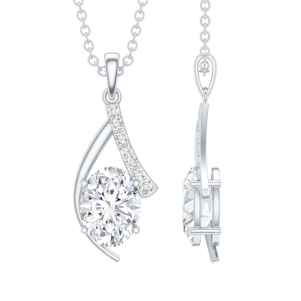 6X8 MM Oval Lab Grown Diamond Solitaire Necklace