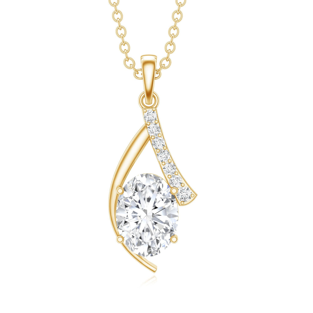 6X8 MM Oval Lab Grown Diamond Solitaire Necklace