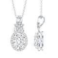 2 Carat Vintage Inspired Moissanite Halo Necklace in 14k Gold Plated Silver