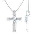 Certified Moissanite Cross Pendant Necklace with Silver Chain