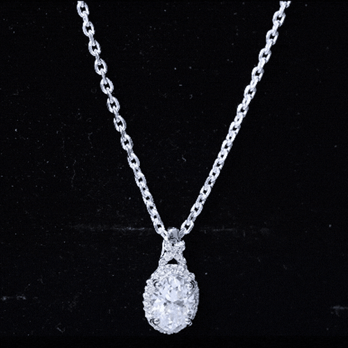 1 Carat Certified Moissanite Oval Pendant with Halo