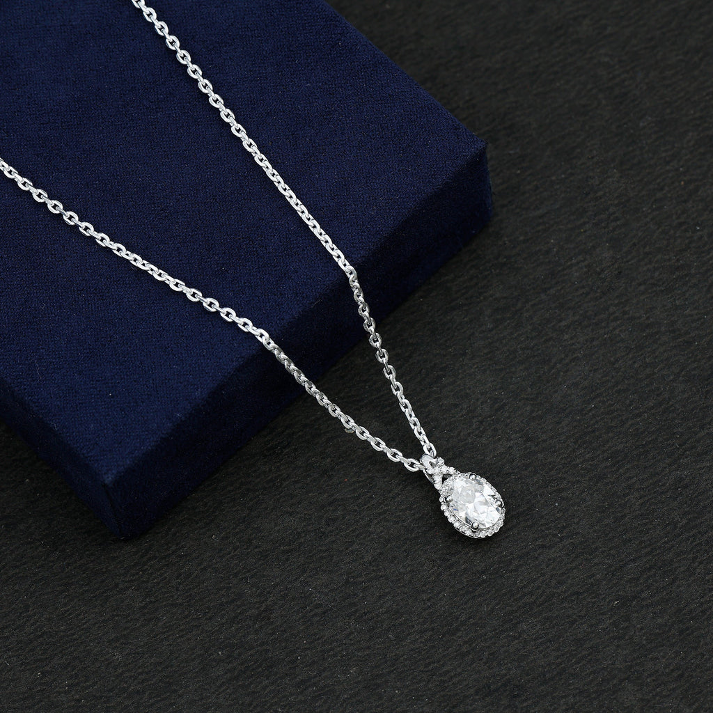 1 Carat Certified Moissanite Oval Pendant with Halo