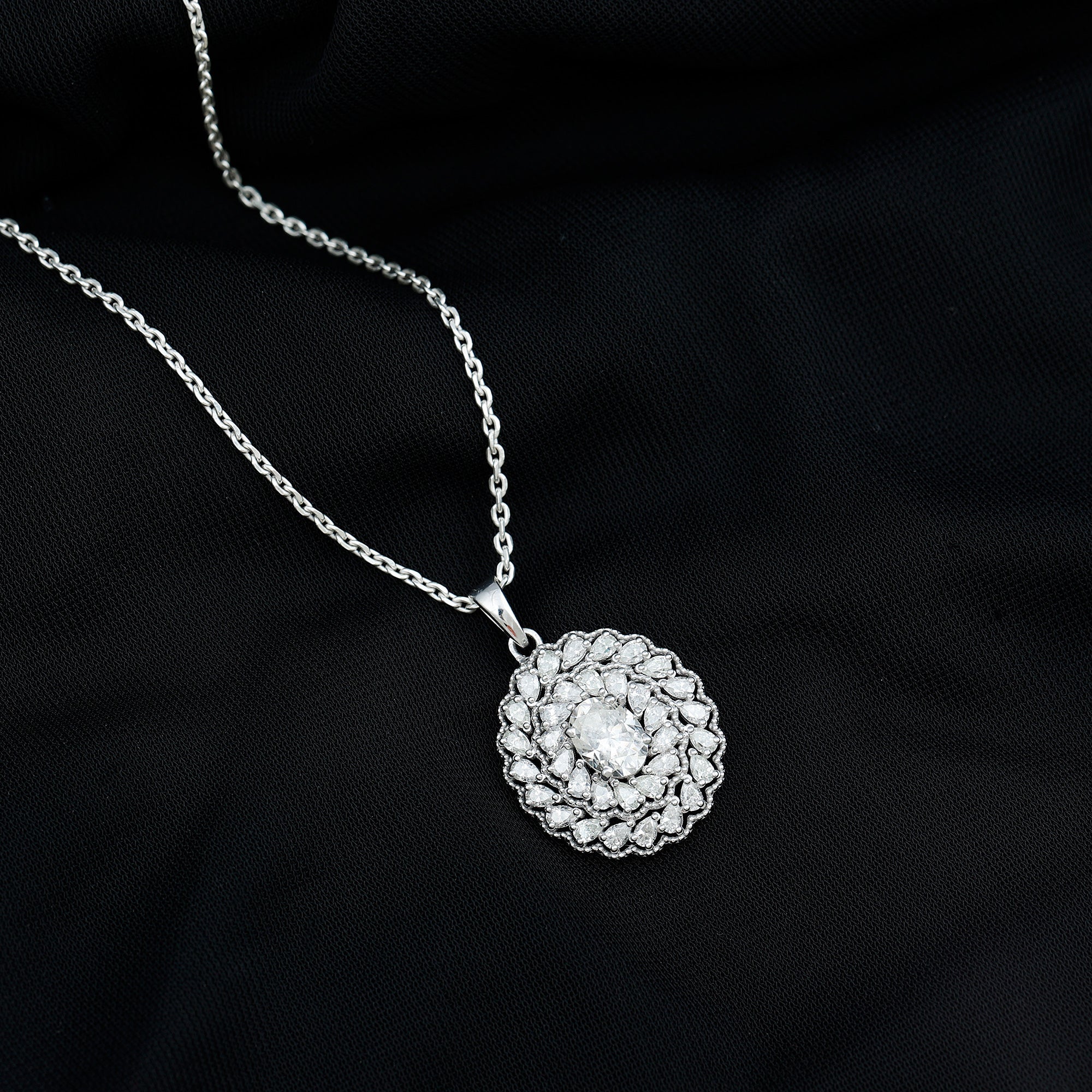 Certified 1.29 Carat Oval Moissanite Bridal Statement Necklace with Chain