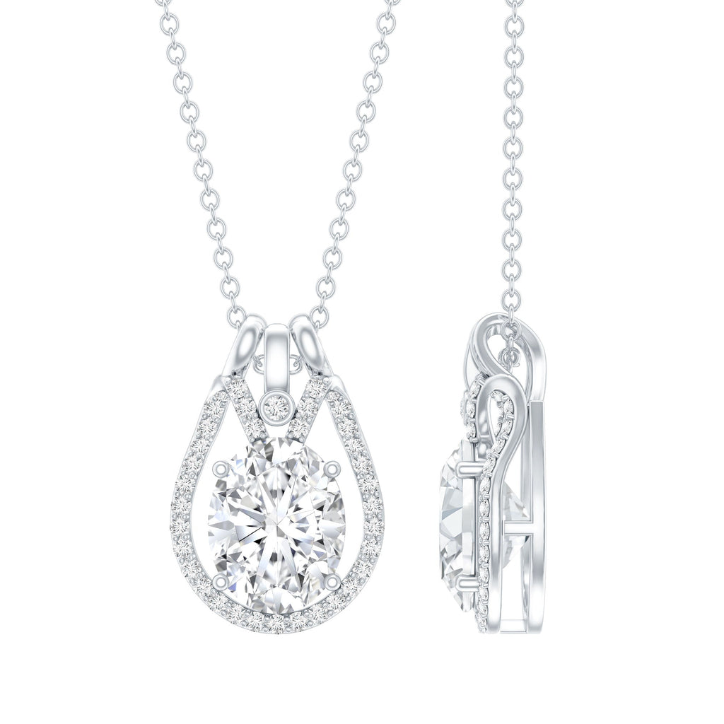 2 Carat Oval Cut Moissanite Drop Necklace For Wedding