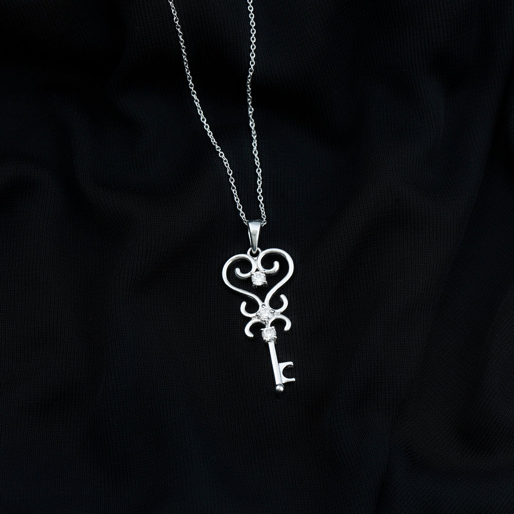 Vintage Inspired Cubic Zirconia Key Necklace with Certificate