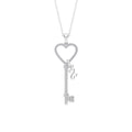 Cubic Zirconia Heart Key Pendant