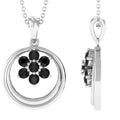Natural Black Spinel Flower Pendant with Certificate