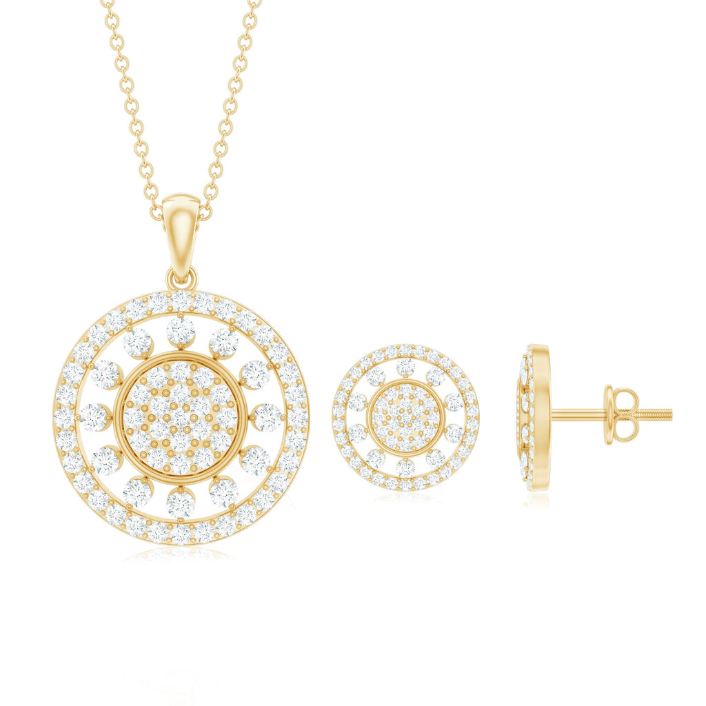Classic Cubic Zirconia Cluster Pendant and Earrings Set