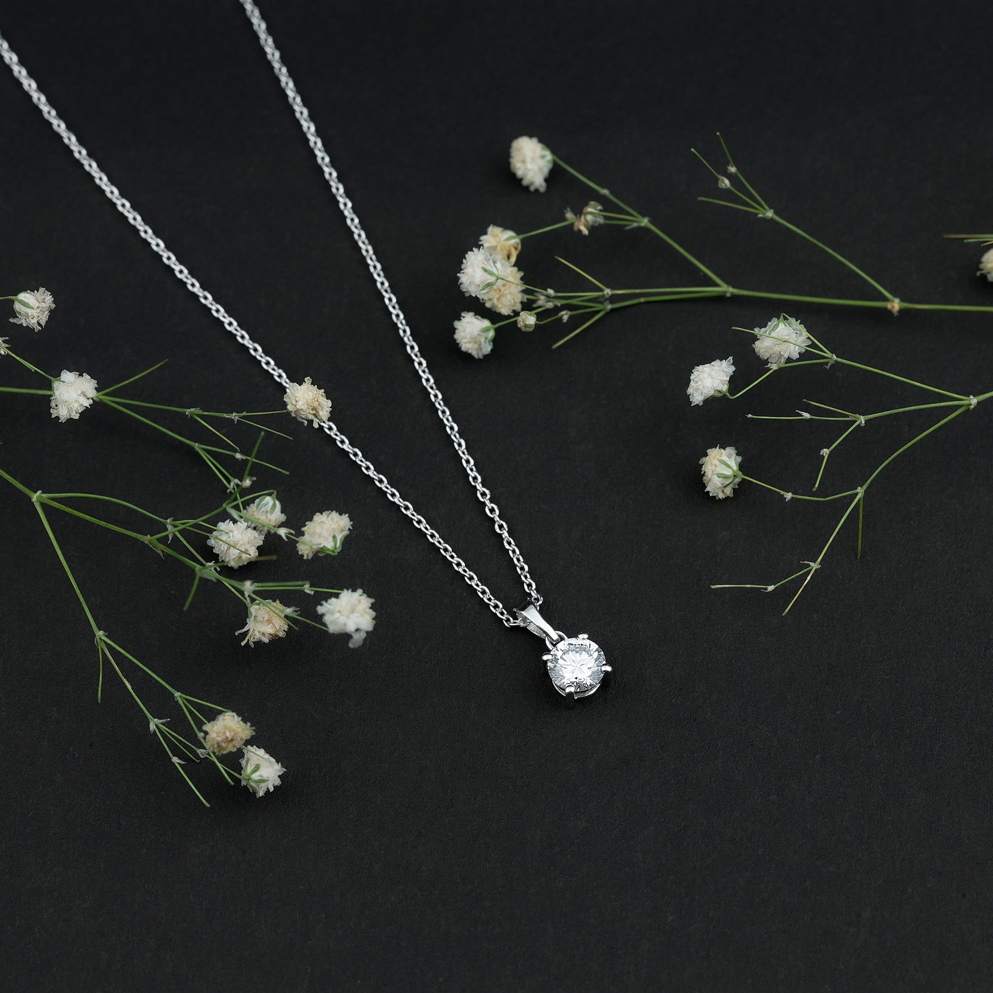 Certified 0.9 Carat Lab Grown Diamond Solitaire Necklace with Silver Chain
