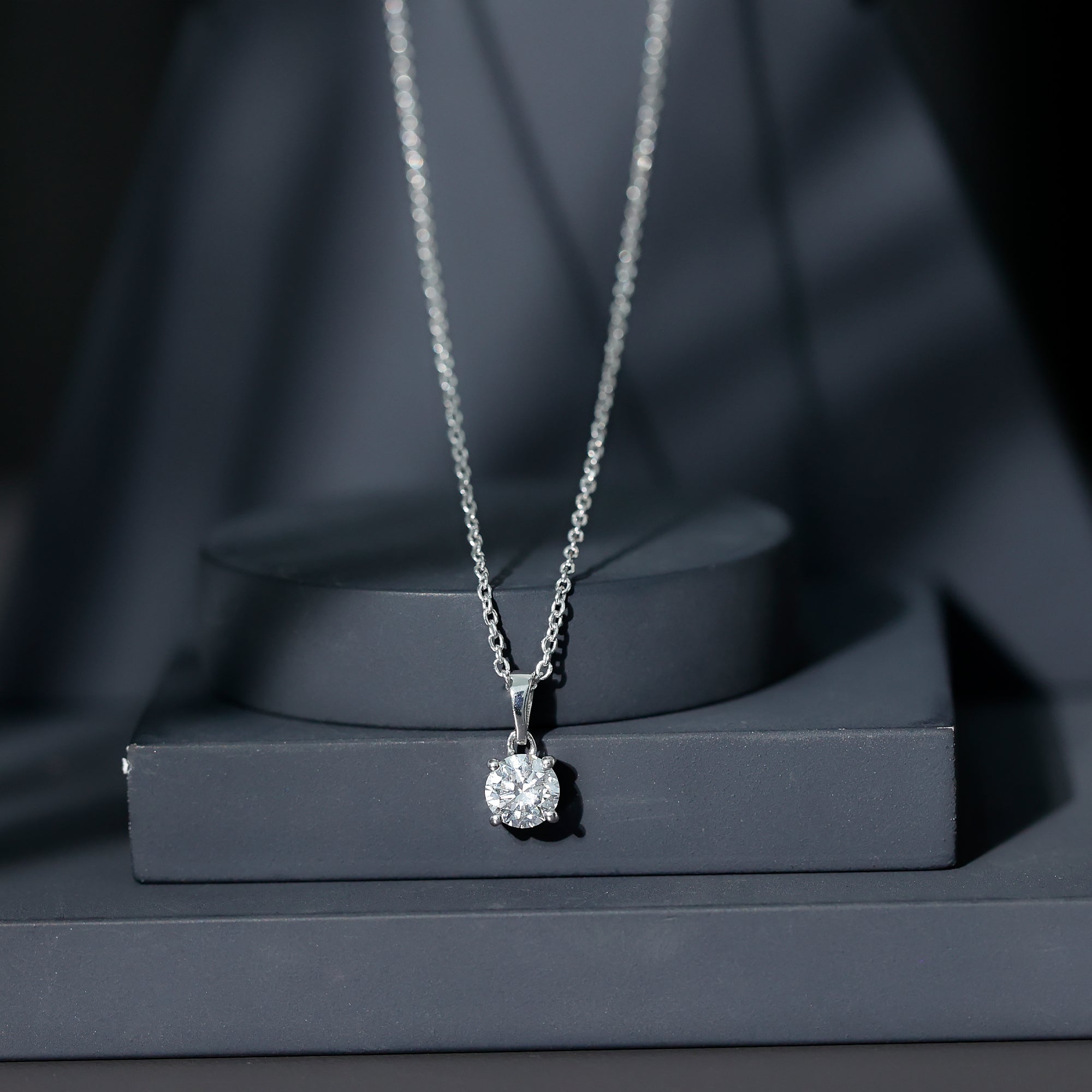 Certified 0.9 Carat Lab Grown Diamond Solitaire Necklace with Silver Chain