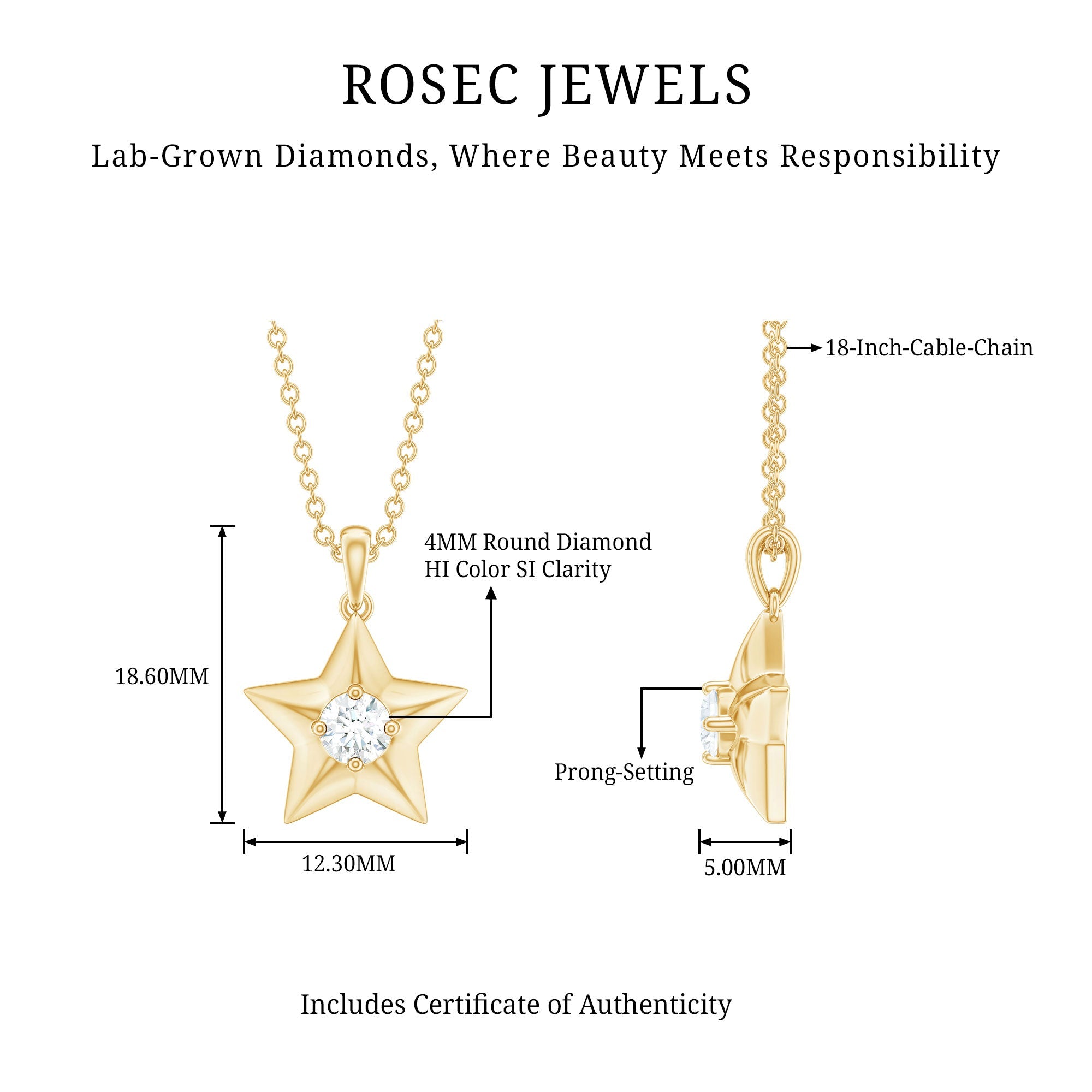 Certified Diamond Star Pendant Necklace