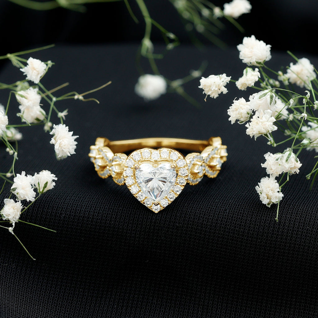 1.5 CT Heart Shape Moissanite Engagement Ring with Accent