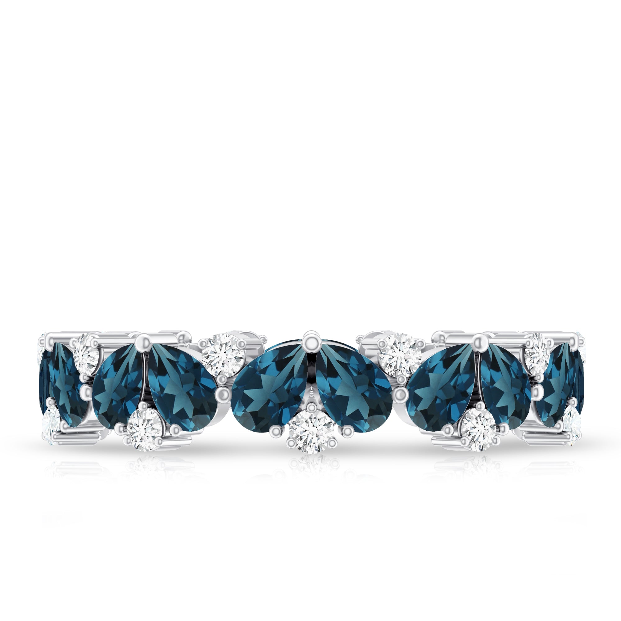 Pear Shaped London Blue Topaz and Diamond Full Eternity Band