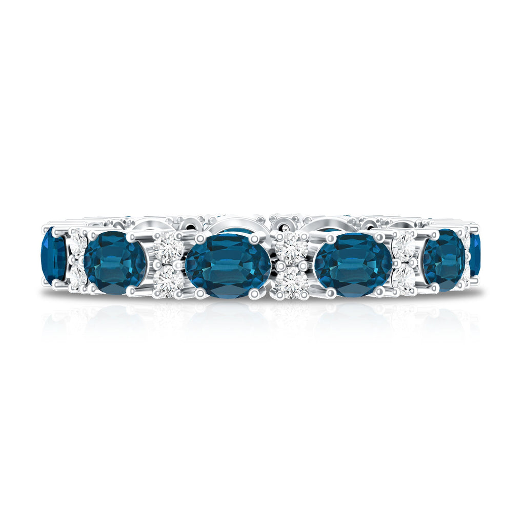 Oval Cut London Blue Topaz Full Eternity Band with Diamond