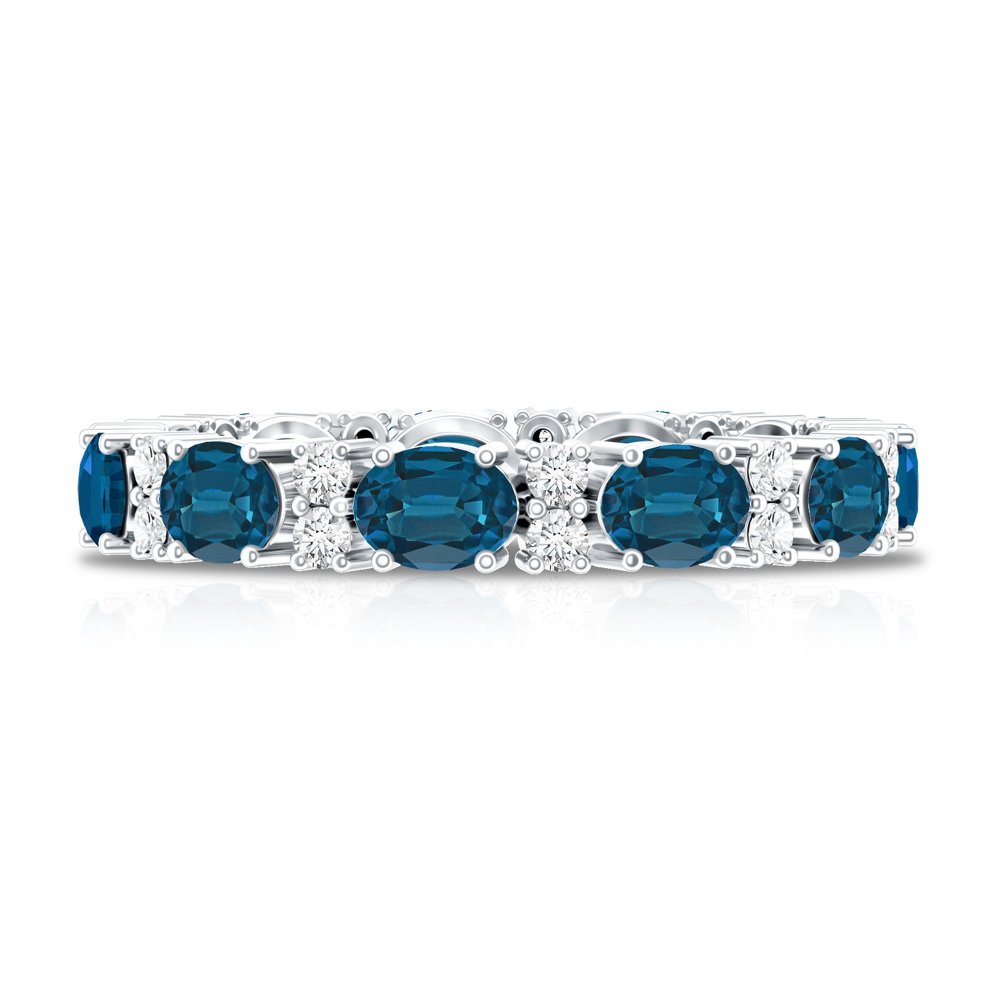 Oval Cut London Blue Topaz Full Eternity Band with Diamond