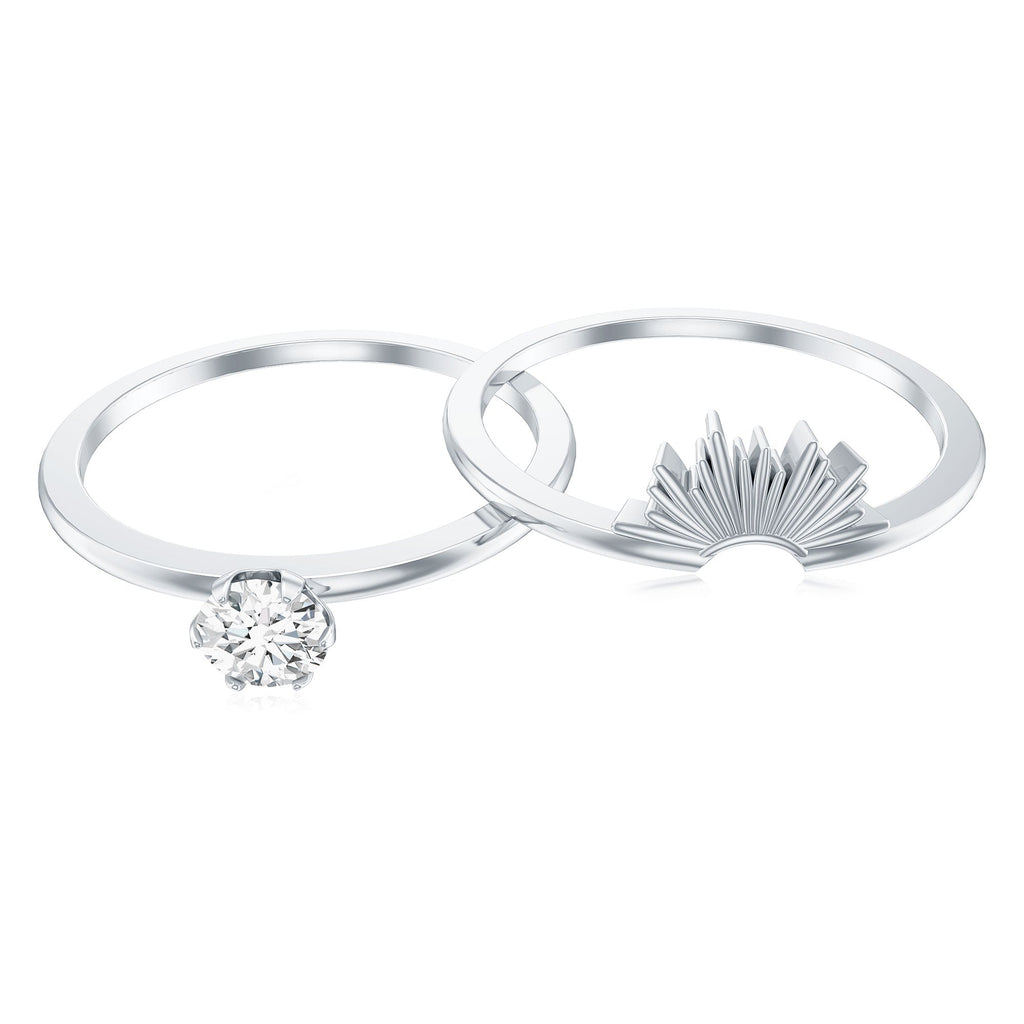 Certified Natural Diamond Promise Ring with Sunburst Enhancer