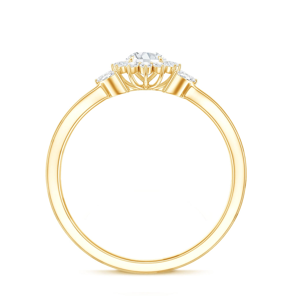 Diamond Flower Engagement Ring with Split Shank