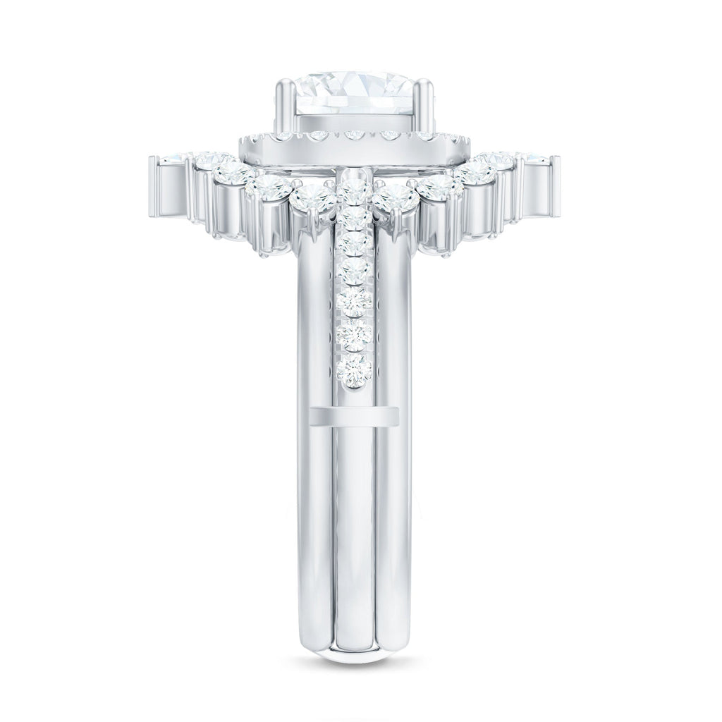 Cushion Cut Moissanite Vintage Inspired Wedding Ring Set