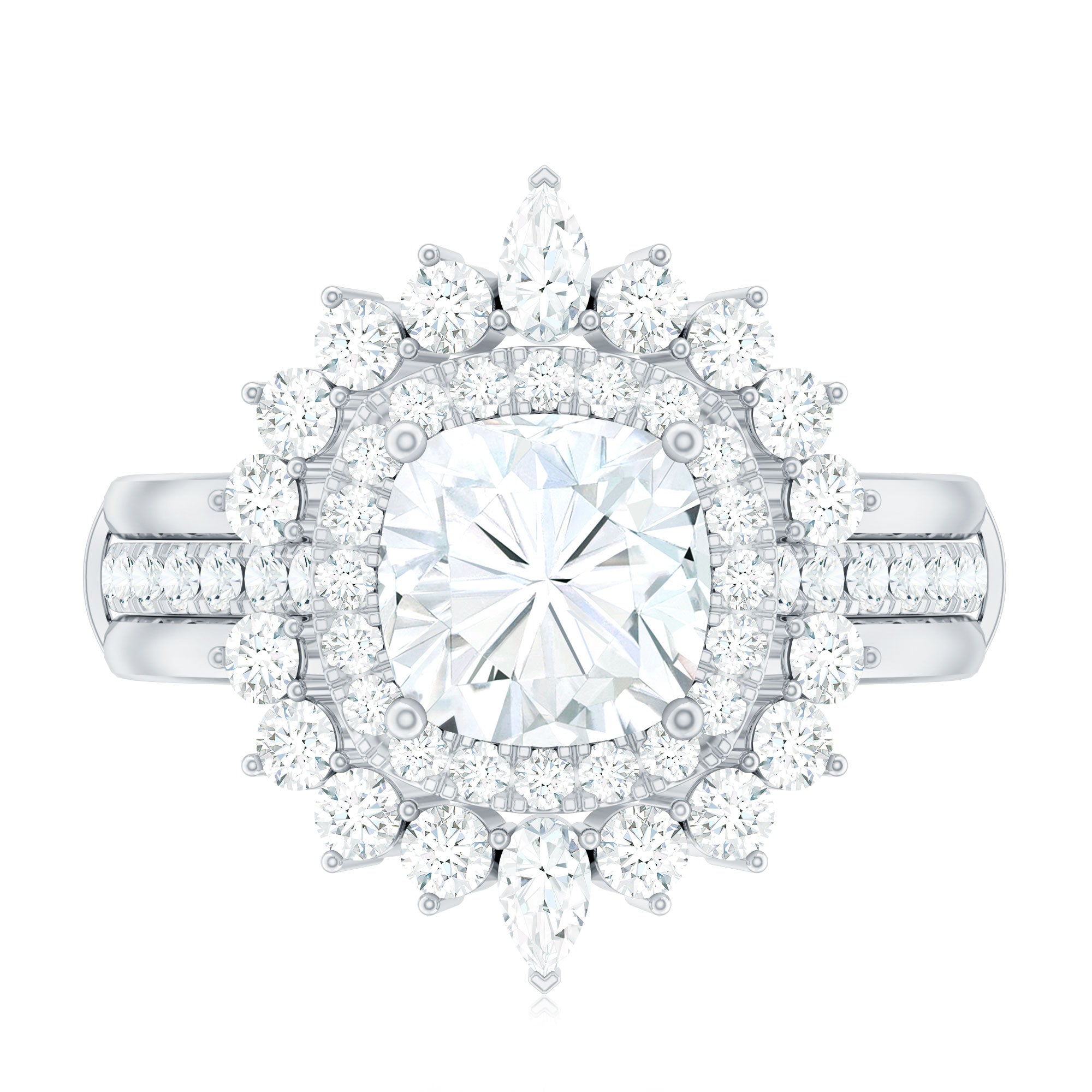 Cushion Cut Moissanite Vintage Inspired Wedding Ring Set