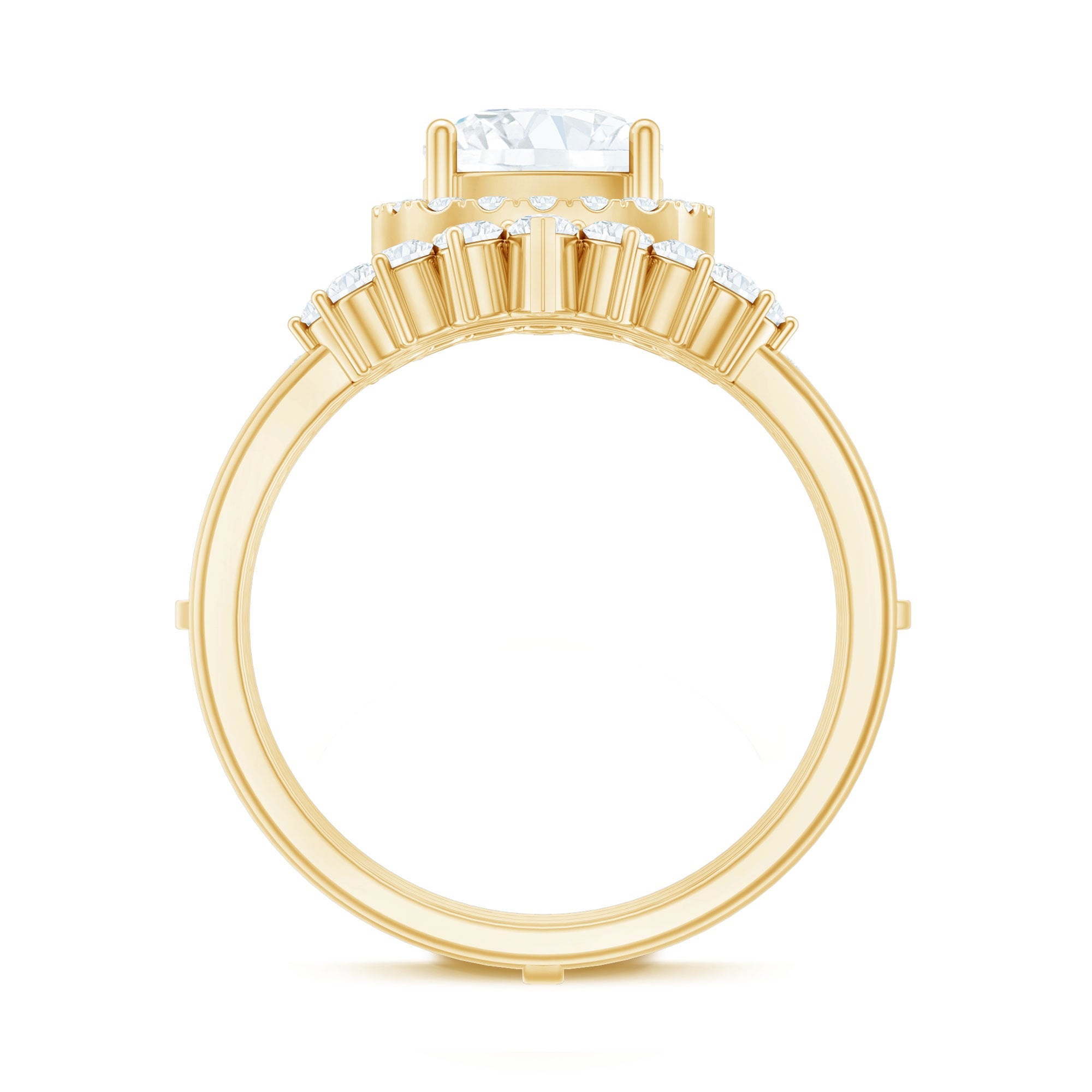 Cushion Cut Moissanite Vintage Inspired Wedding Ring Set