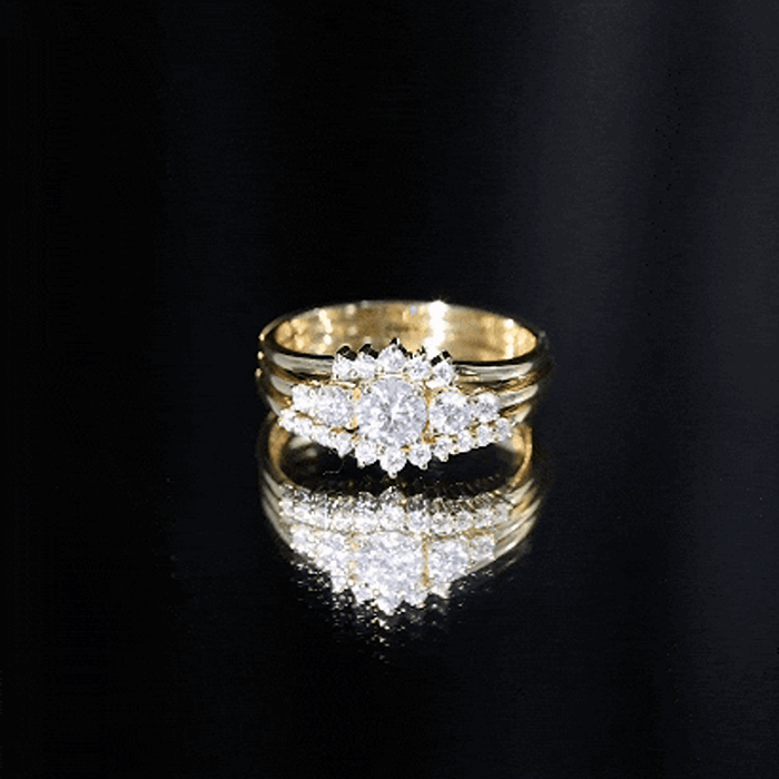 Certified Moissanite Trio Bridal Ring Set