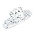Certified Princess Cut Moissanite Designer Engagement Ring