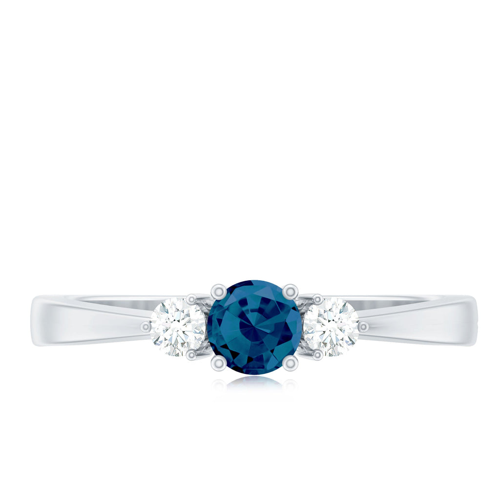 5mm London Blue Topaz Proposal Ring with Diamond