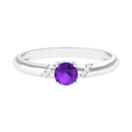 Natural Amethyst Promise Ring with Diamond for Women