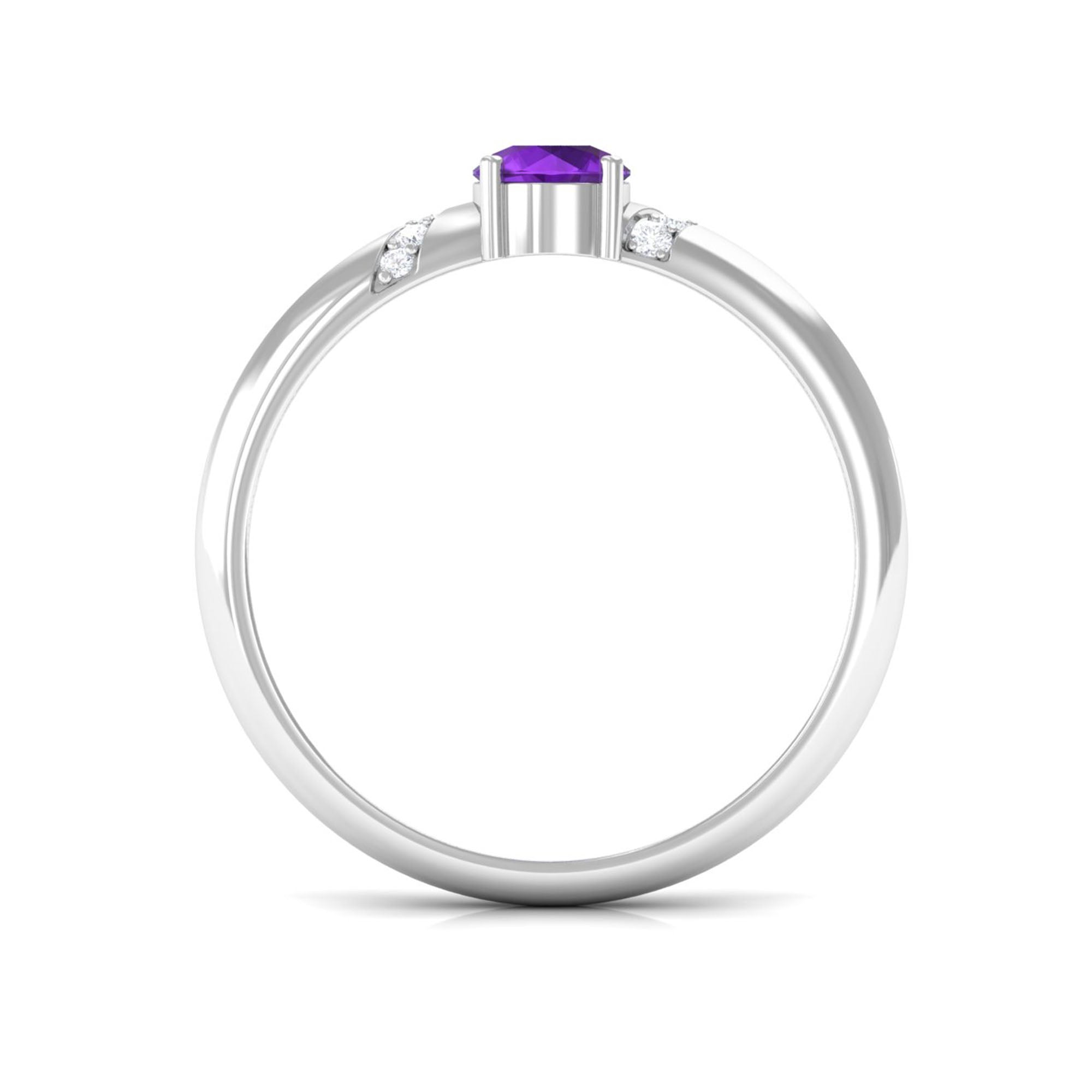 Natural Amethyst Promise Ring with Diamond for Women