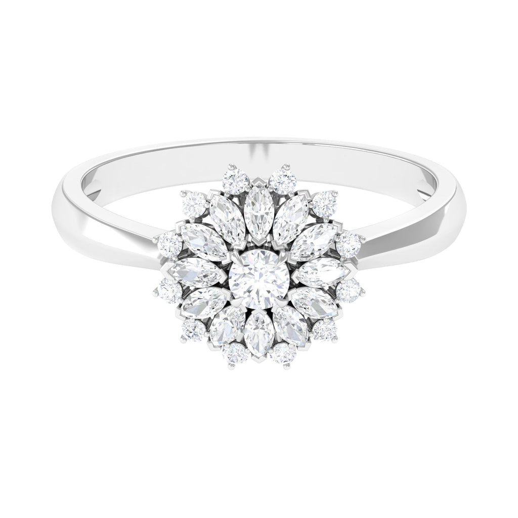 Certified Real Diamond Flower Engagement Ring