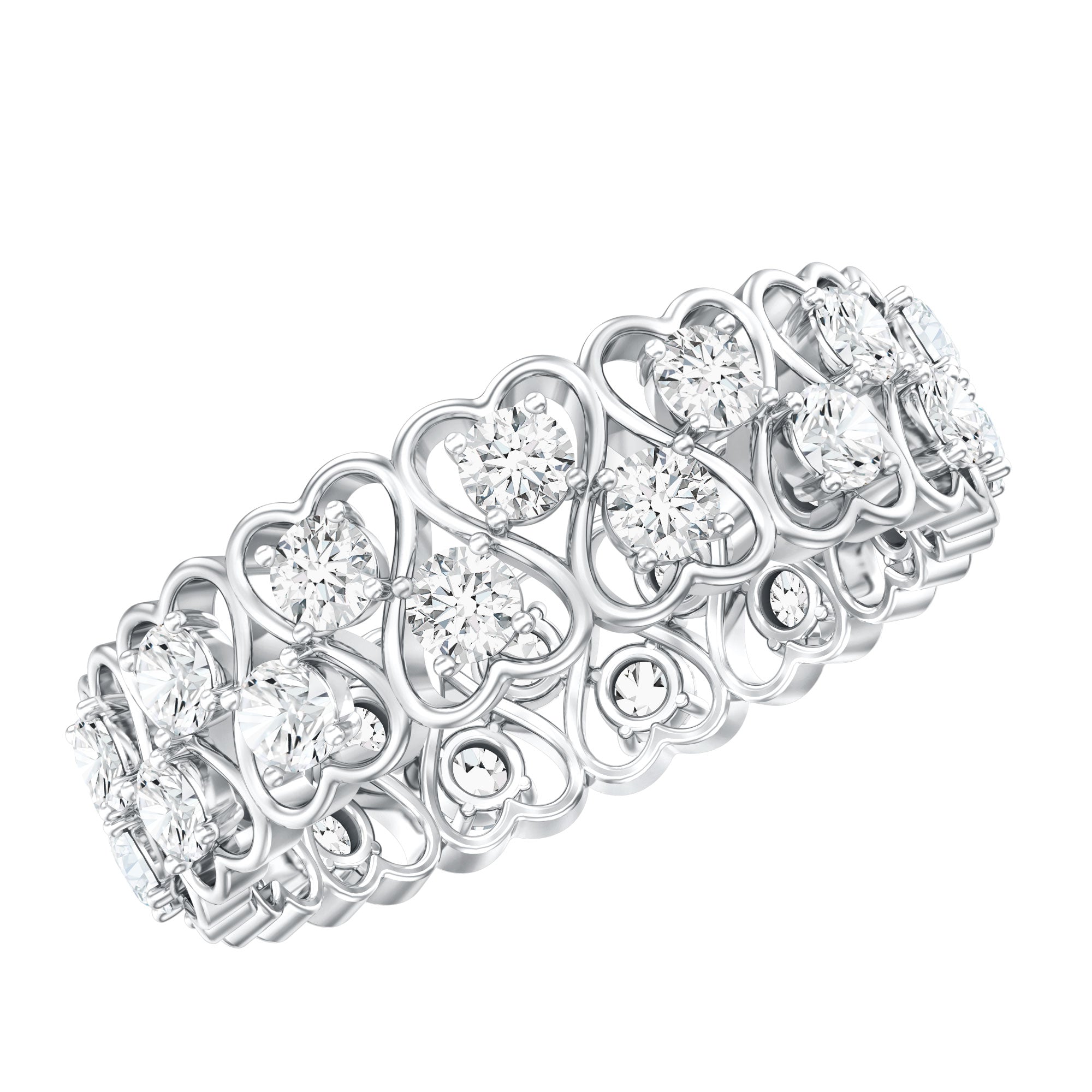 Certified Lab Grown Diamond Heart Eternity Band Ring