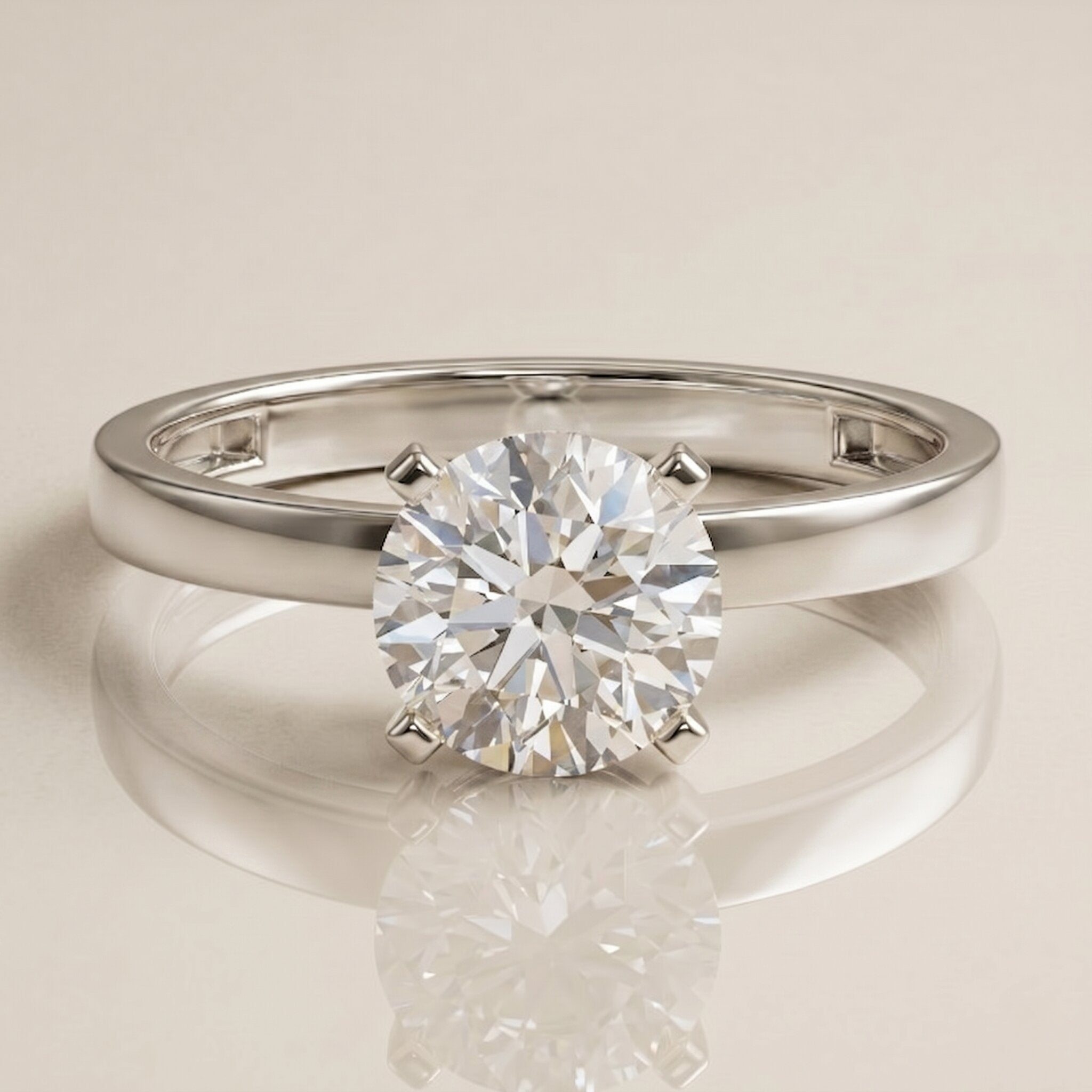 IGI Certified 3 CT Round Lab Grown Diamond Solitaire Engagement Ring