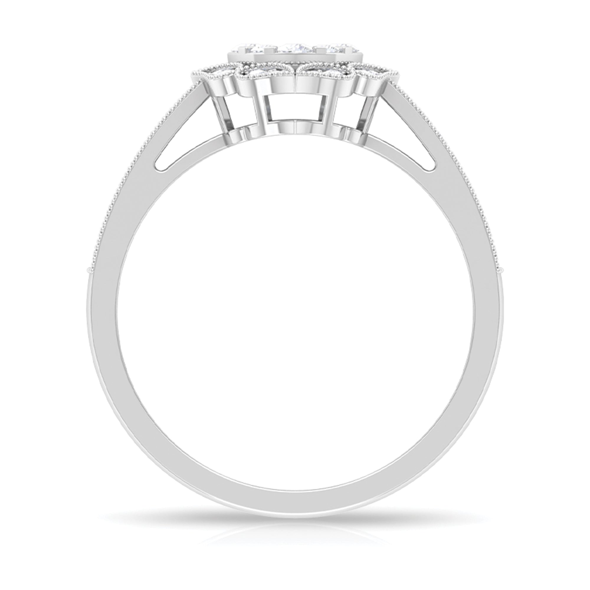 Vintage Inspired Diamond Halo Engagement Ring In Illusion Setting