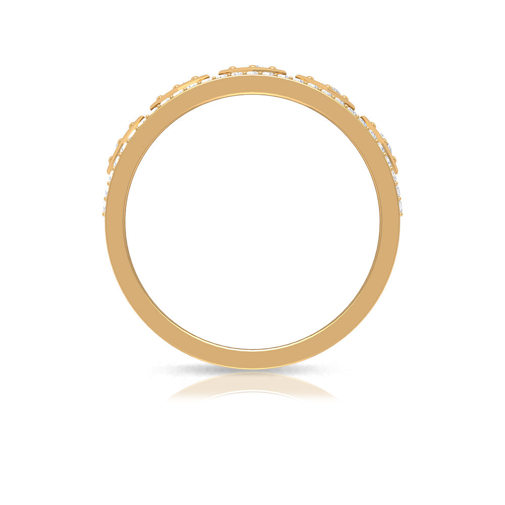 3/4 CT Vintage Inspired Diamond Wedding Band with Cutwork Details