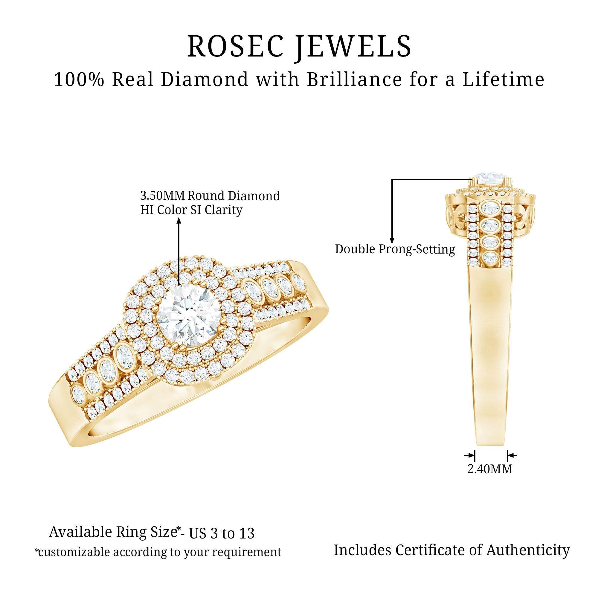Certified Diamond Halo Engagement Ring For Women