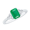 Natural 5X7mm Emerald Cut Emerald Diamond Engagement Ring with Celtic Knot