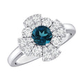 London Blue Topaz Floral Engagement Ring with Diamond