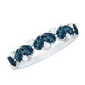 Pear Shape London Blue Topaz Half Eternity Band with Lab Made Diamond