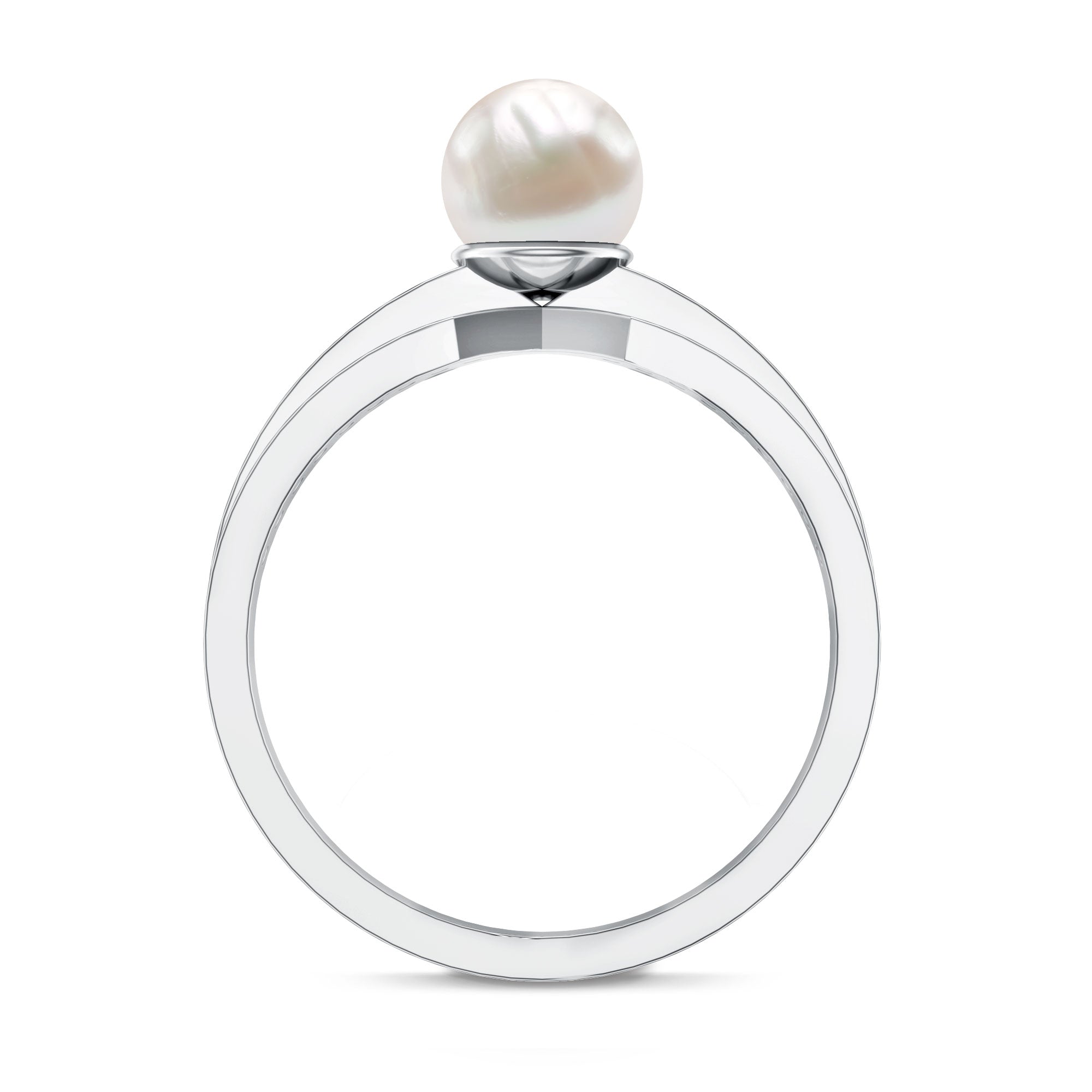 2 Carat Freshwater Pearl Engagement Ring with Diamond for Women