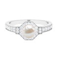Art Deco Inspired 2 Carat Freshwater Pearl Engagement Ring with Diamond Halo